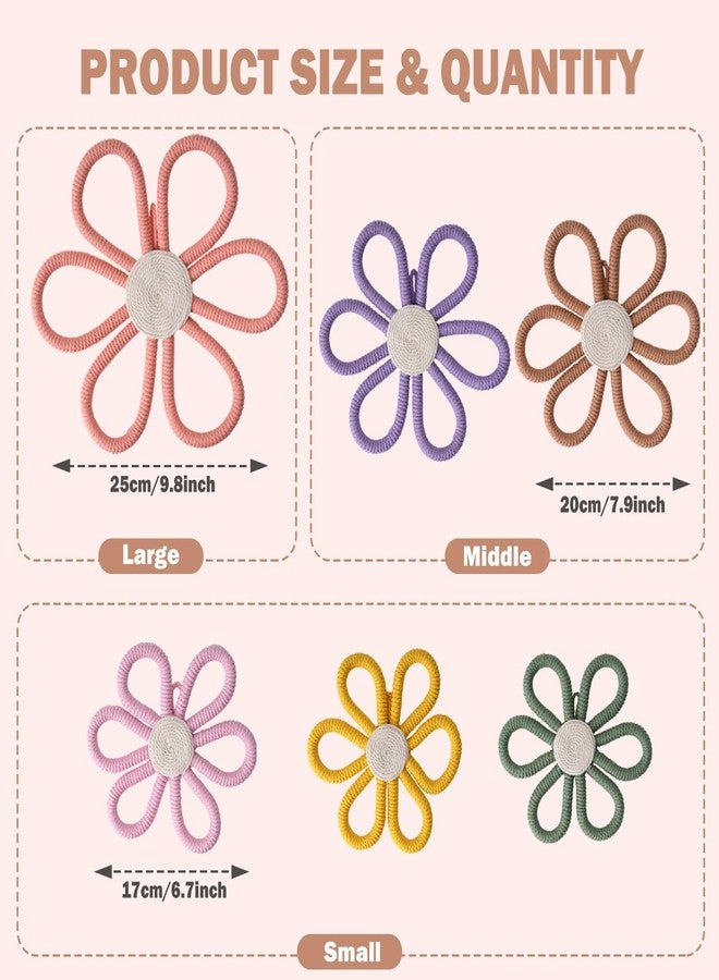 LTAXAF Boho Nursery Decor Daisy Flower Woven Macrame Wall Hanging 3 Size Daisy Flower Wall Decor Bohemian Nursery Decorations for Home Dorm Art (Colorful) - Image 5